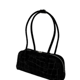 Soft Boston EW black croc effect suede