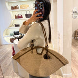 Velvet raffia bag in natural and honey