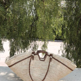 Velvet raffia bag in natural and honey