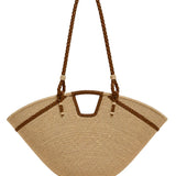 Velvet raffia bag in natural and honey